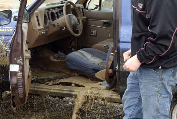 The lake draining out of Tristan's Bronco