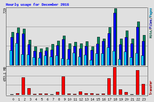 Hourly usage for December 2016