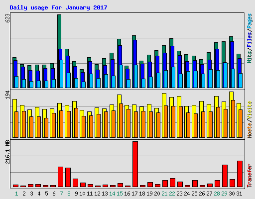 Daily usage for January 2017