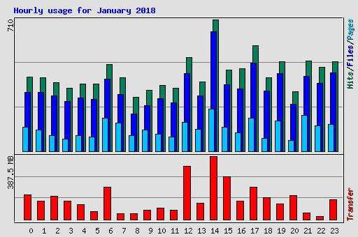 Hourly usage for January 2018