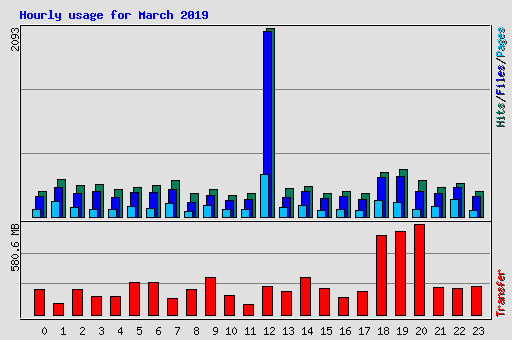 Hourly usage for March 2019