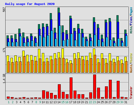 Daily usage for August 2020