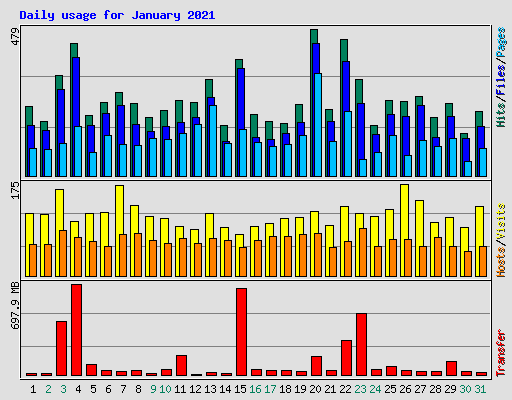 Daily usage for January 2021