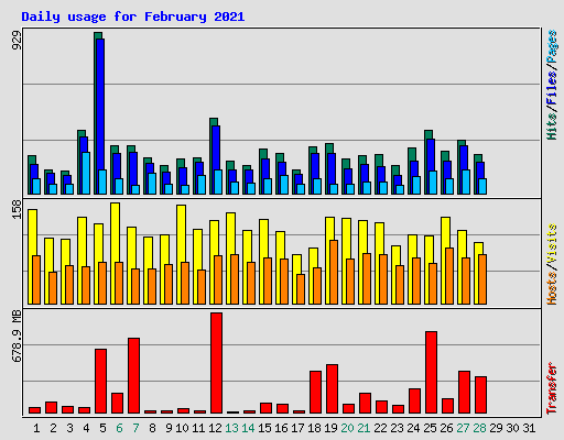Daily usage for February 2021