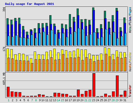 Daily usage for August 2021