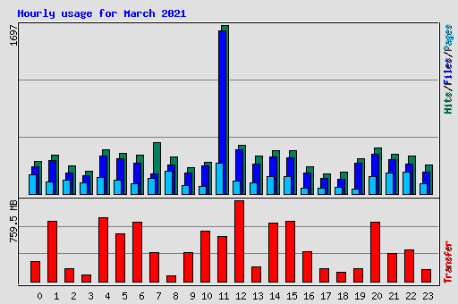 Hourly usage for March 2021