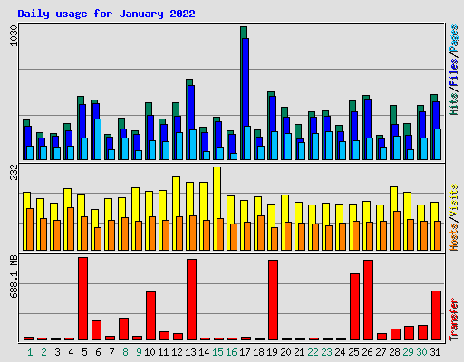 Daily usage for January 2022