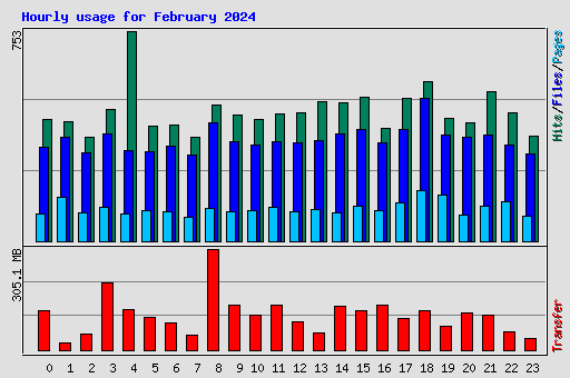 Hourly usage for February 2024